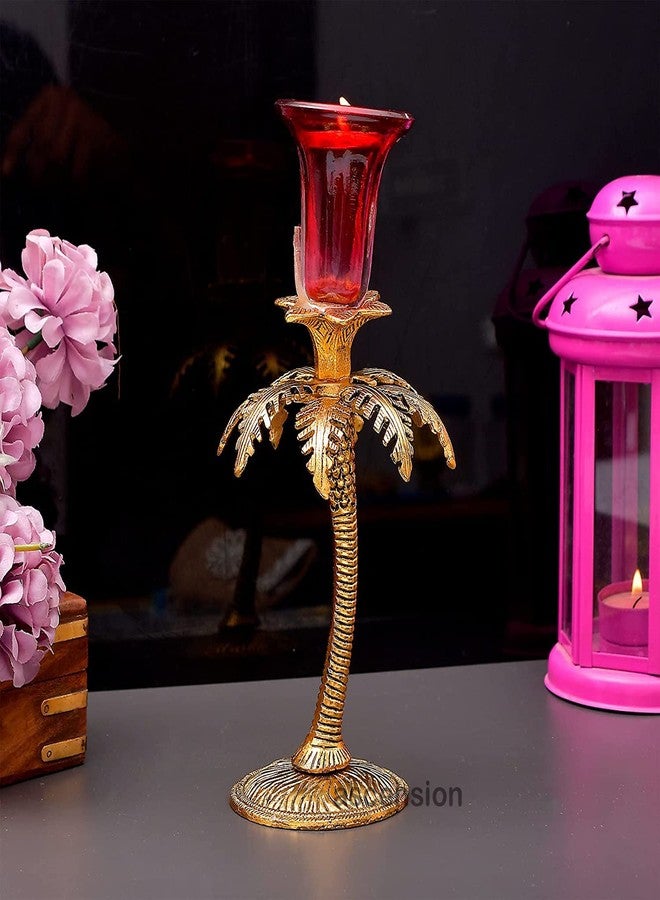 Ascension 22cm High Metal Pillar Candle Holder Stand Ideal for Weddings or Parties as Well as Home Decor Gifts (Multicolour) - Image 1